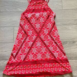 Stylish Red Patterned Dress
